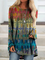 Abstract Print Crew Neck Casual Long Sleeves Sweatshirt