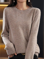 Plain Casual Loose Long Sleeve Crew Neck Yarn/Wool Yarn Daily Sweater