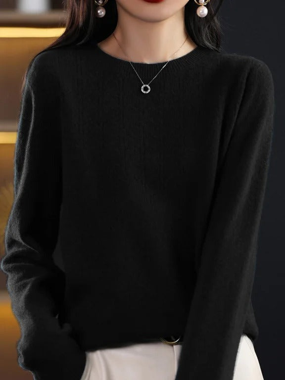 Plain Casual Loose Long Sleeve Crew Neck Yarn/Wool Yarn Daily Sweater