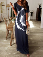 Ombre/tie-Dye Short Sleeve Knitting Maxi Dress