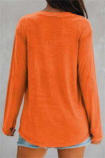 Women's Halloween Orange Witch Letter Print V Neck Blouse