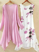 Floral Print Midi Dress Two-Piece Set