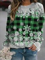 Christmas Snowflake Print O-neck Long Sleeves Sweatshirt
