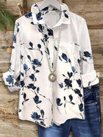 White Lapel Long Sleeve Tops