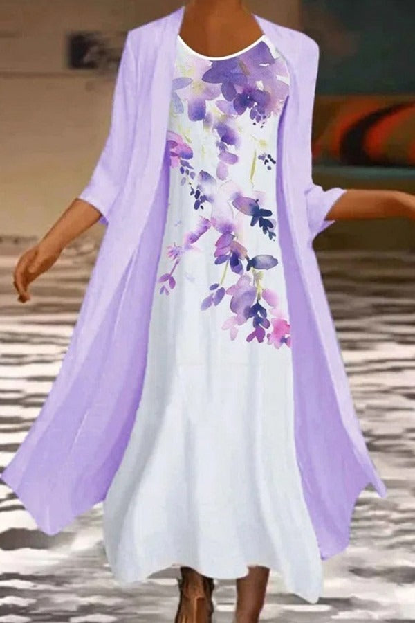 Round Neck Floral Print Casual Daily Dress