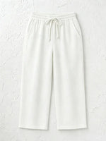 Women's Solid Color Breathable Linen Blend Casual Capri Pants For Daily Wear