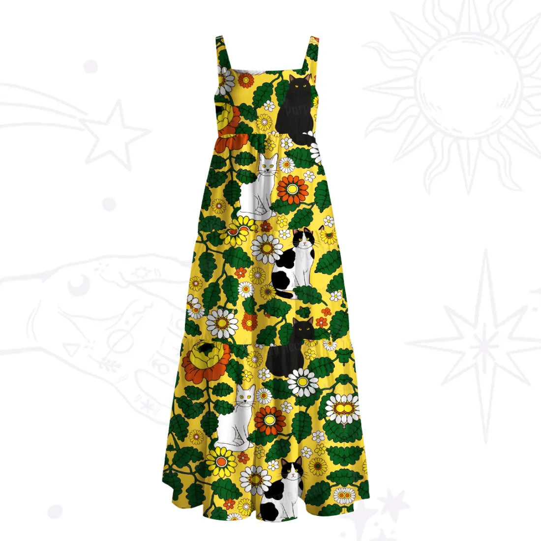 Daisy Cat? Garden Wide Straps Maxi Dress