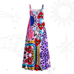 Cosmic Love Eyes Graffiti Wide Straps Maxi Dress