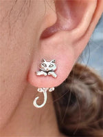 Creative Pierced Cat Stud Earrings