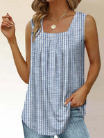 Popular Striped Print Square Neck Tank Top