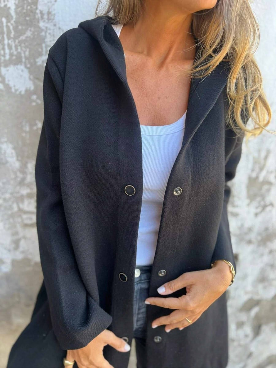 Women's Casual Single Breasted Hooded Jacket