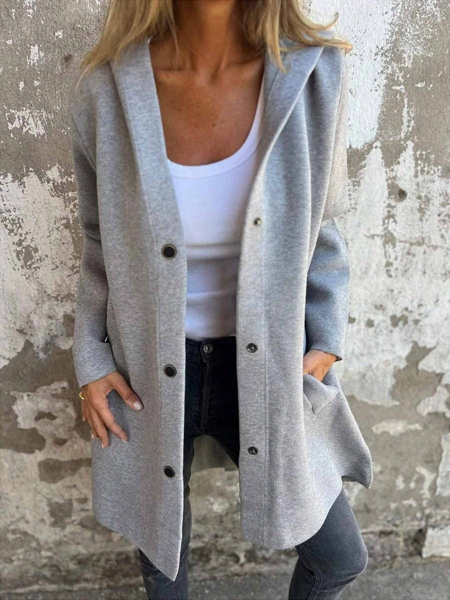 Women's Casual Single Breasted Hooded Jacket