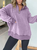 Women's Oversized Vintage Quarter-Zip Pullover