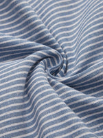 Blue Striped V Neck Short Sleeve Midi Dress