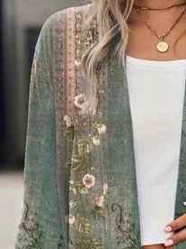 Ethnic Regular Frill Hem Lightweight Casual Loose Cardigan