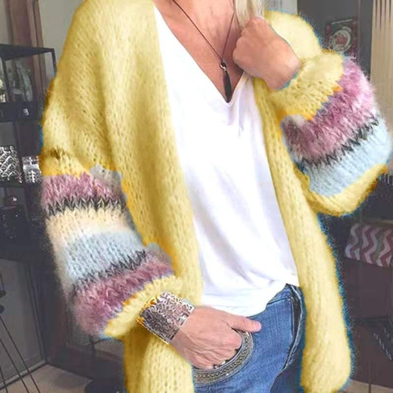 Casual Color Block Long Sleeve Comfy Yarn/Wool Yarn Sweater