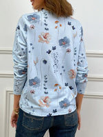 Casual Floral Print Crew Neck Long Sleeve Daily Loose Blouse