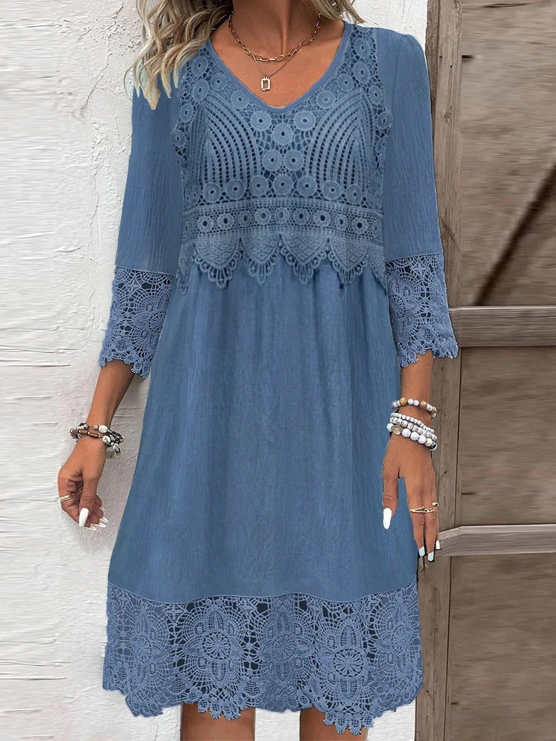 Casual Loose Cotton-Blend Plain Midi Dress