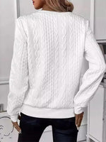 Casual Crew Neck Plain Zipper Detail Sweatshirt