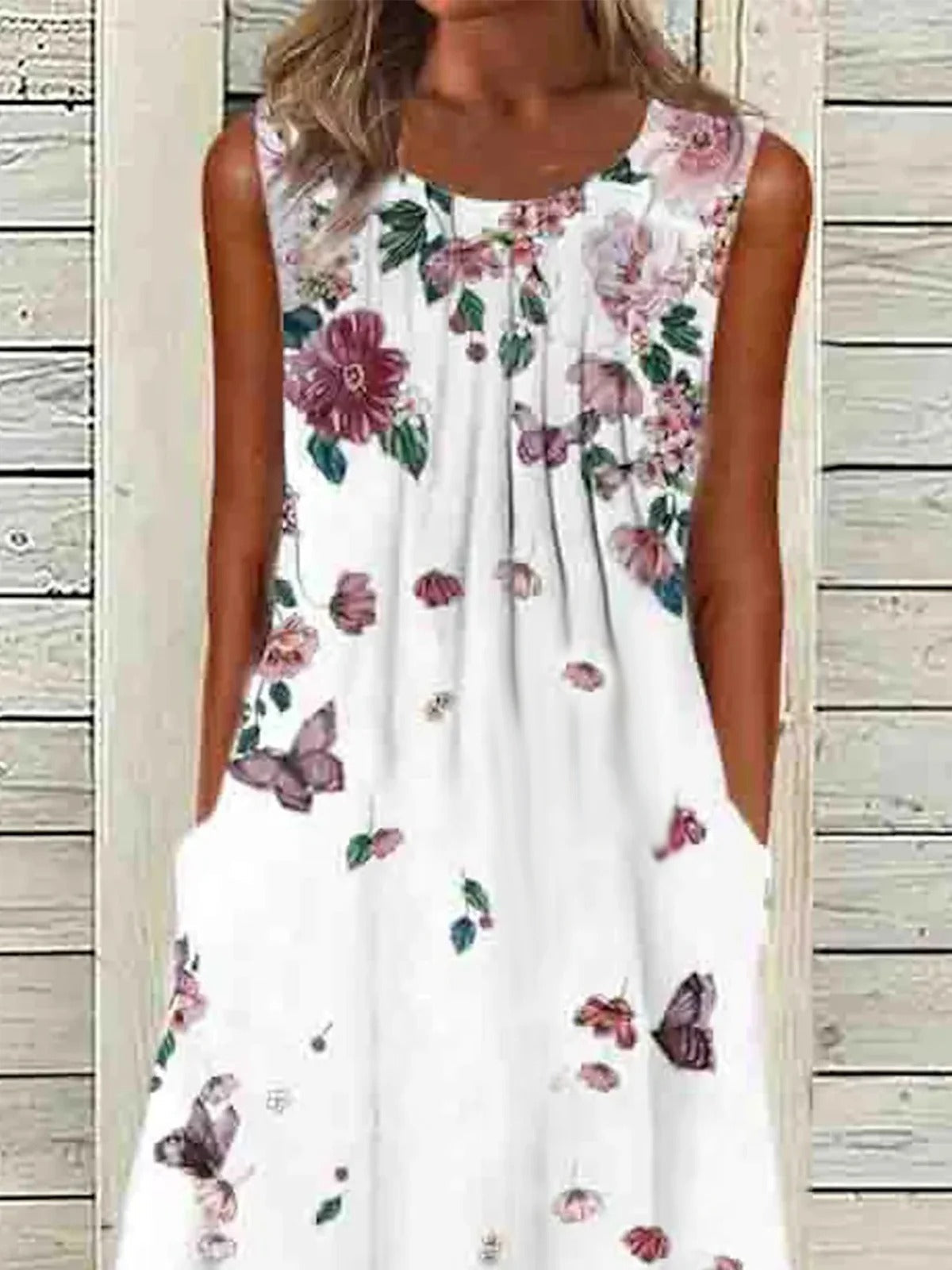 Sleeveless Regular Fit Vacation Floral Midi Dress
