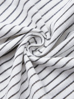 Women's Linen Striped Shirt Collar Three Quarter Sleeve Comfy Casual Short Dress