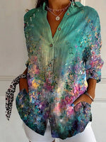 Floral Shirt Collar Loose Shirt Casual Wear