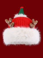 Christmas Cute Antlers Warm Thickened Winter Red Plush Hat