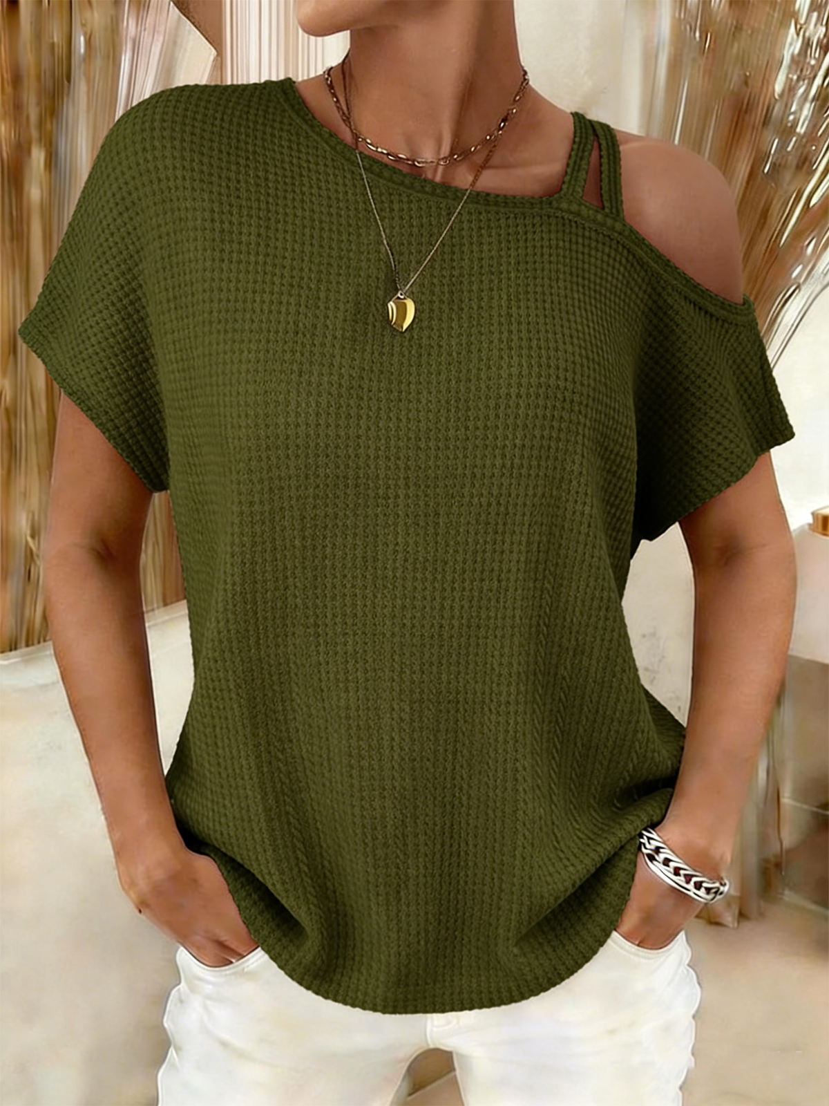 Plain Elegant Short Sleeve Casual T-shirt