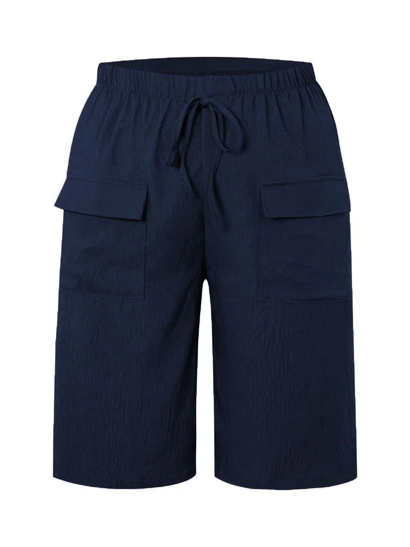 Mid Waist Fit Plain Straight Pants