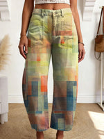 Women's Geometry Color Gradient Art Print Casual Trousers With Pockets