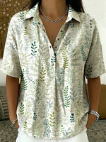 Casual Floral Polo Collar Short-sleeve Shirt