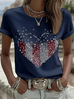 Women's Retro Print Round Neck Short Sleeve T-shirt