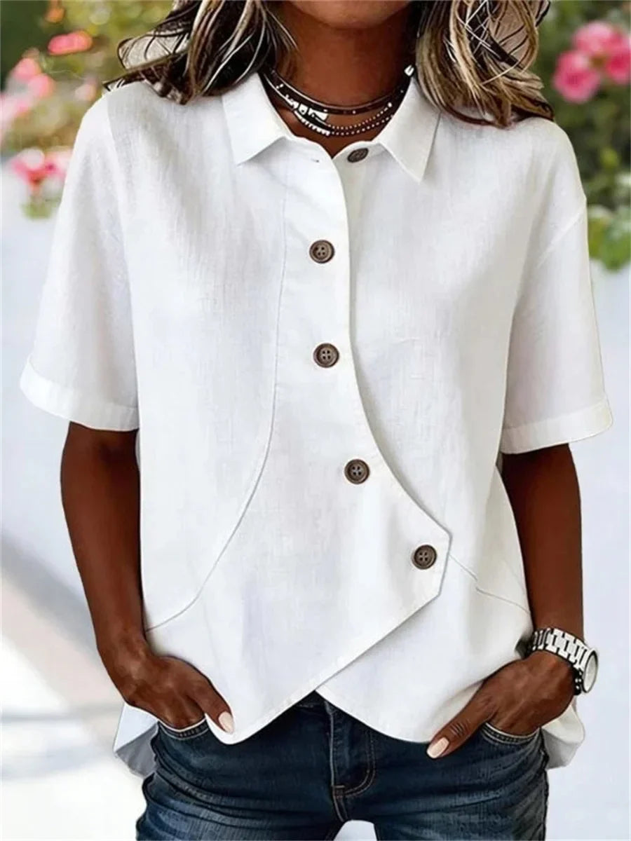 Casual Solid Color Short Sleeve Blouse