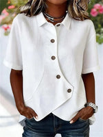 Casual Solid Color Short Sleeve Blouse