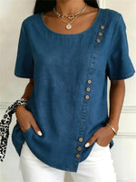 Casual Crew Neck Short Sleeve Blouse