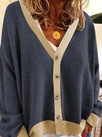 Plain V-neck Buttons Long Sleeves Sweater Cardigan