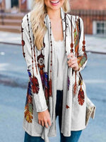 Abstract Print Long Sleeves Casual Cardigan