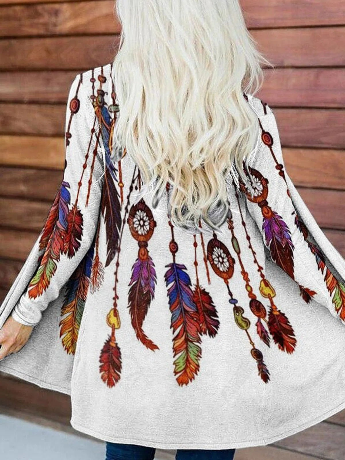 Abstract Print Long Sleeves Casual Cardigan