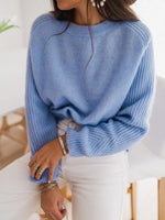 Solid Color Round Neck Long Sleeves Sweater