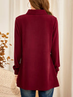 Solid Color Collared Buttons Long Sleeves Trendy Coat