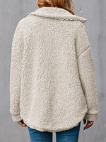Plain Collared Buttons Fleece Long Sleeves Warm Coat