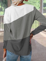 Color Block Round Neck Long Sleeves Sweatshirt