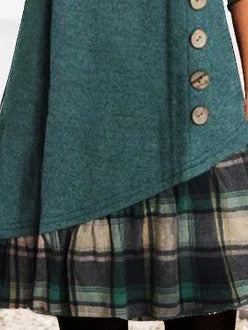 V Neck Geometric Casual Autumn Natural Daily Long sleeve A-line Dresses