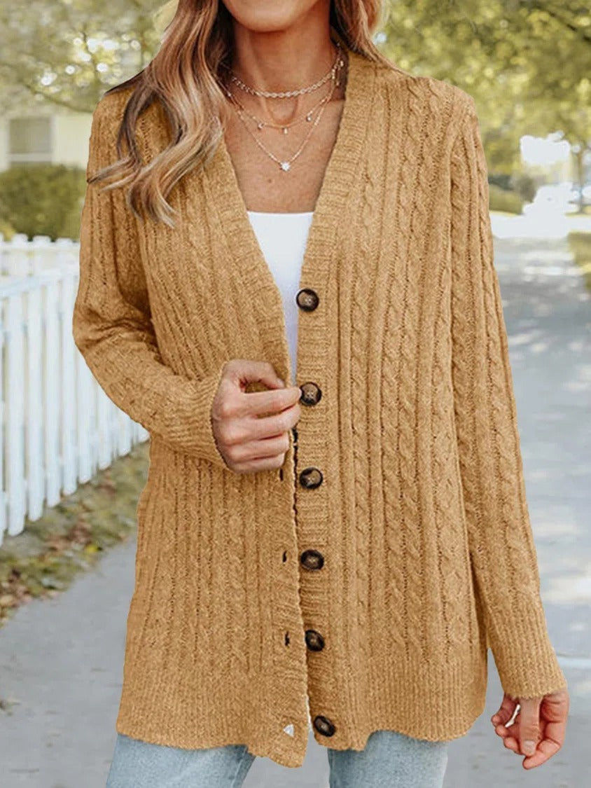 Plain Regular Fit Wool/Knitting Sweater Coat