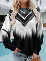 Crew Neck Casual Ombre Sweatshirts