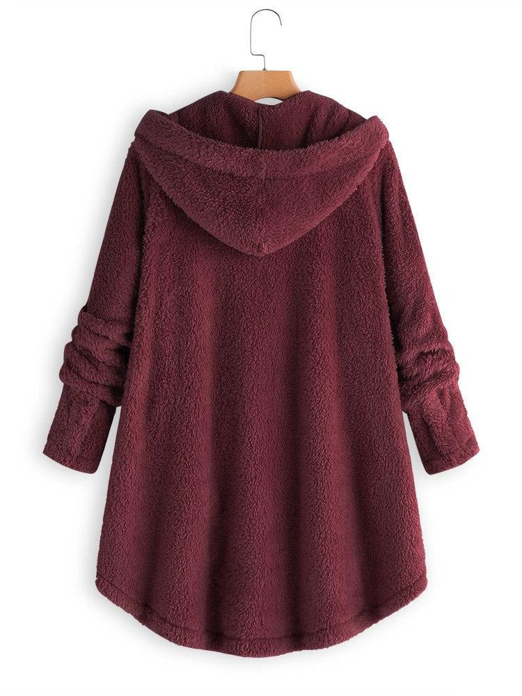 Solid Color Buttons Hooded Long Sleeves Warm Coat