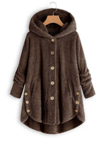 Solid Color Buttons Hooded Long Sleeves Warm Coat