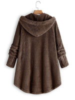 Solid Color Buttons Hooded Long Sleeves Warm Coat