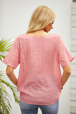 Solid Color Casual Round Neck Short Sleeves T-shirt