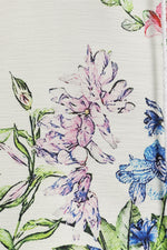 Daily White Floral V-neck 3/4 Length Sleeves Shirt